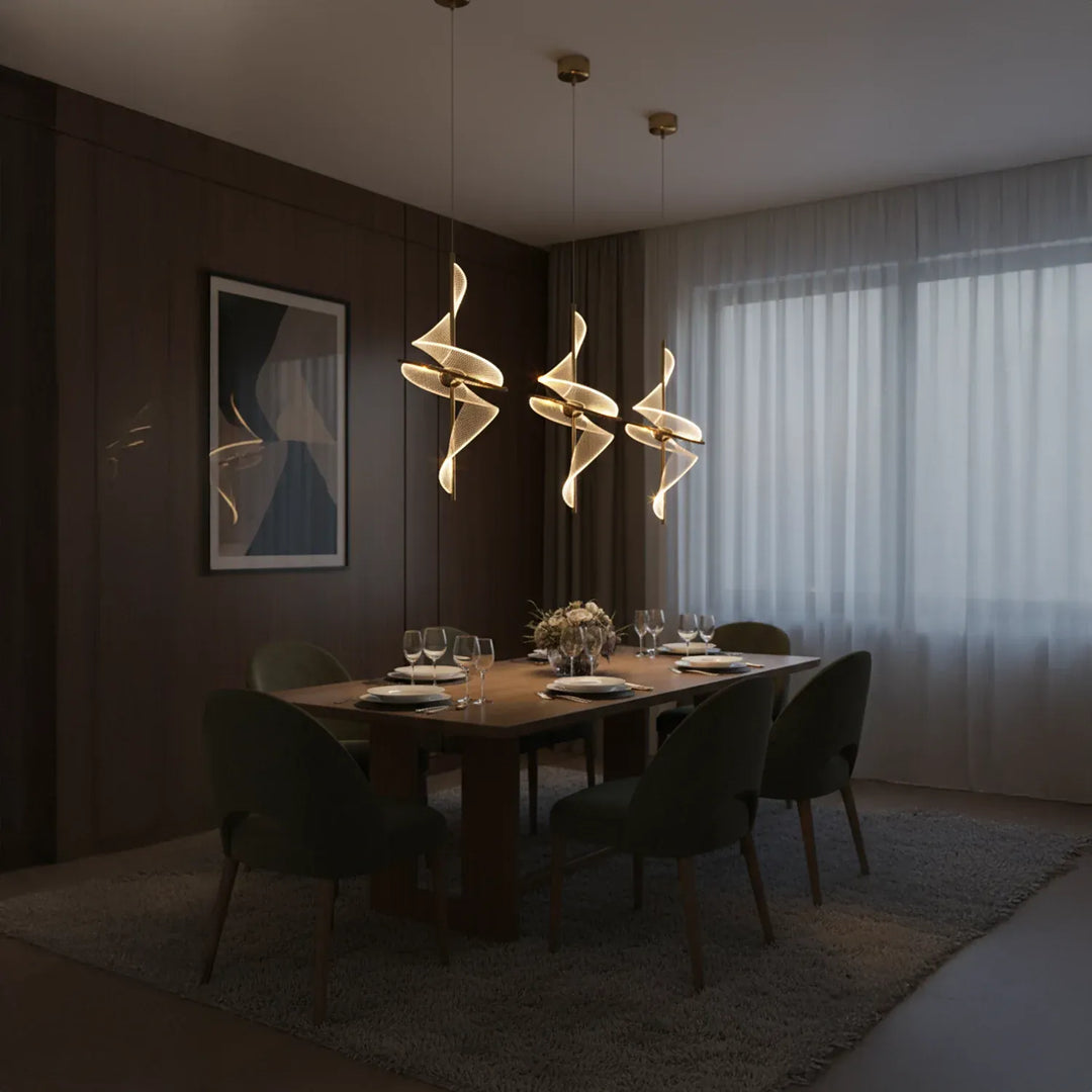 Modern Spiral LED Hanging Light – Luxury Bedside Pendant Light | Gold Finish