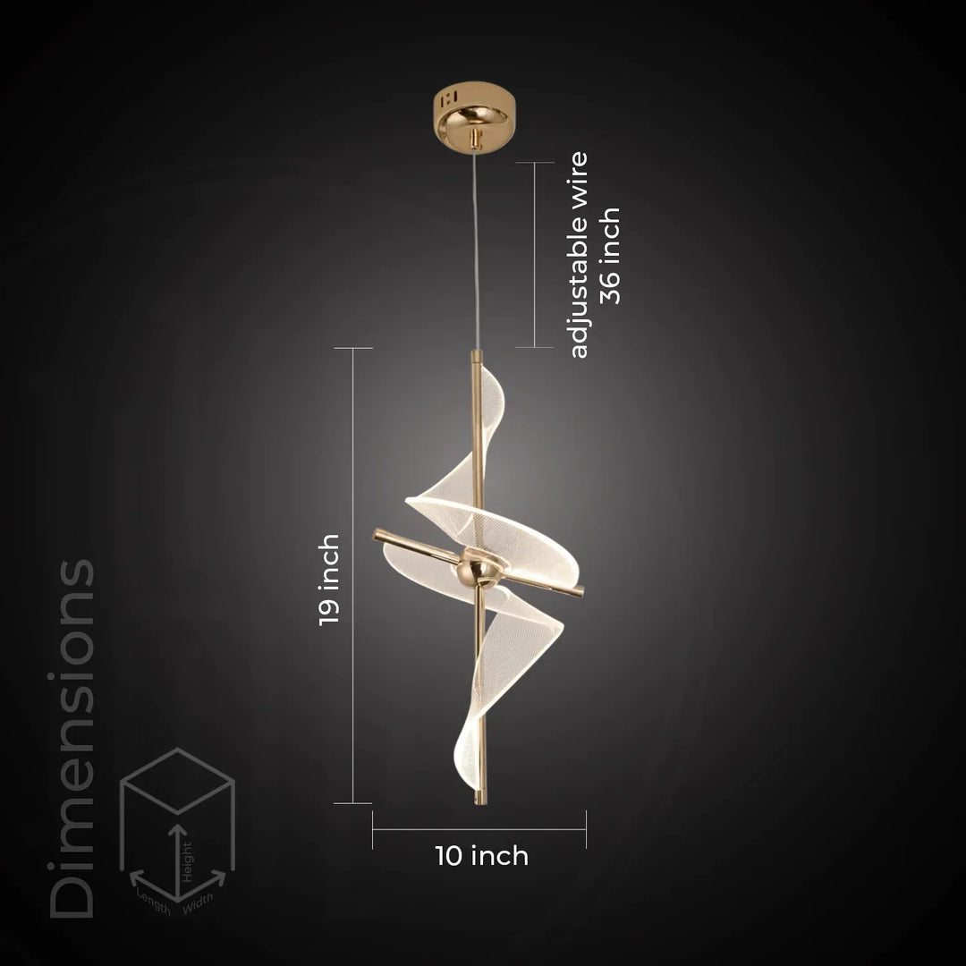 Modern Spiral LED Hanging Light – Luxury Bedside Pendant Light | Gold Finish
