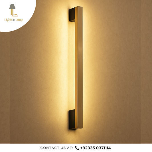 Modern wall-mounted light fixture on a beige wall with 'Lights n Lamp' branding.