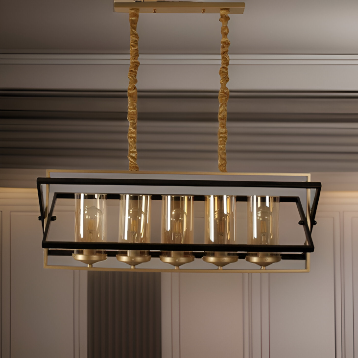 BRASS ANTIQUE GLASS CHANDELIER