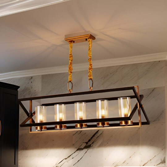BRASS ANTIQUE GLASS CHANDELIER