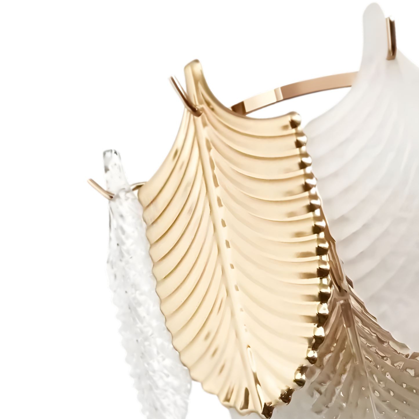ELEGANT FEATHER WALL SCONCE WHITE & GOLD