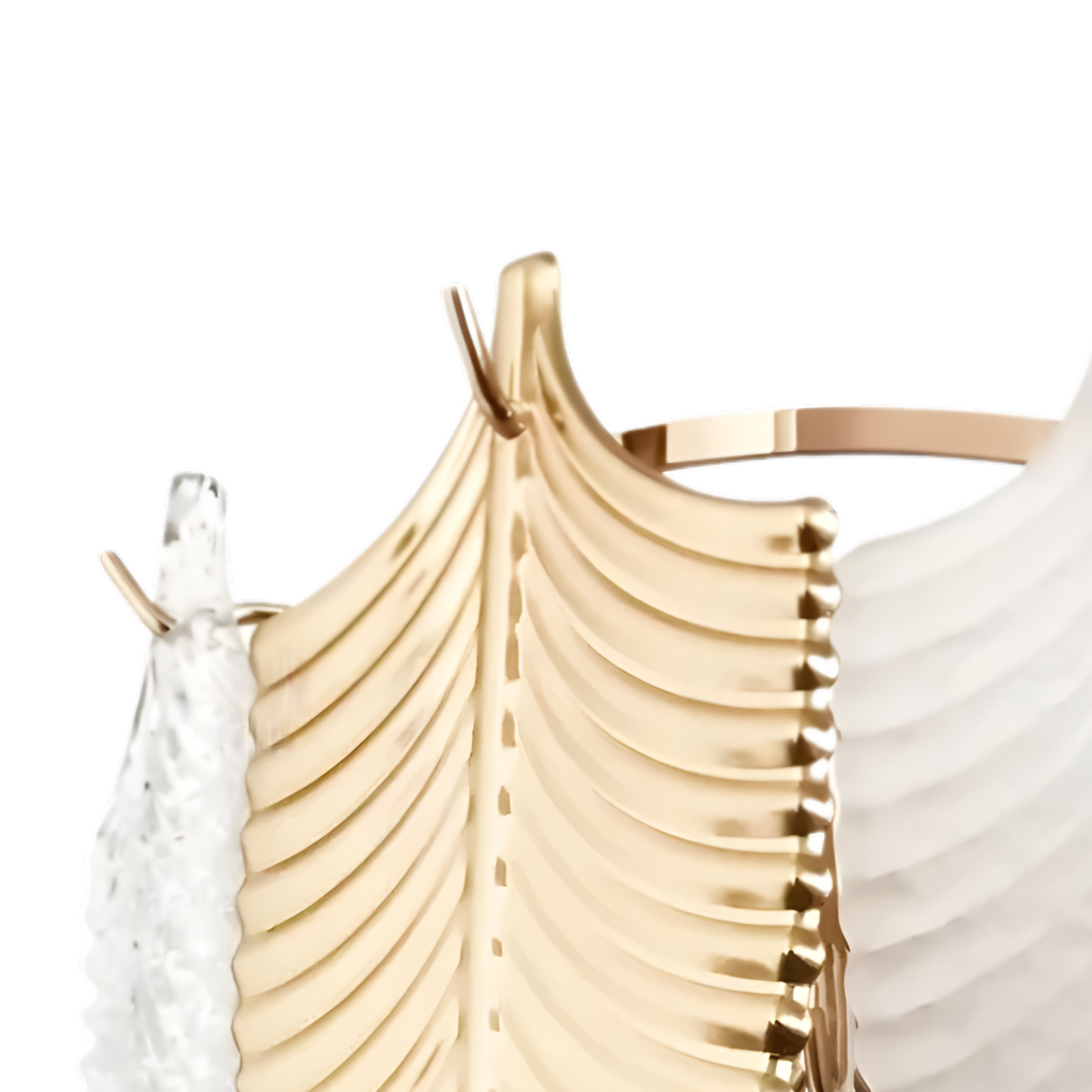 ELEGANT FEATHER WALL SCONCE WHITE & GOLD