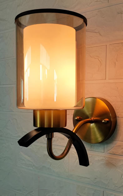 ANTIQUE COPPER AND BLACK WALL LAMP