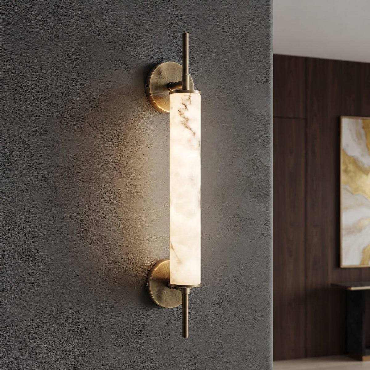 Luxury Marble Texture Brass Wall Light – Modern Elegant Design