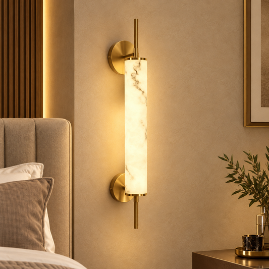 Luxury Marble Texture Brass Wall Light – Modern Elegant Design
