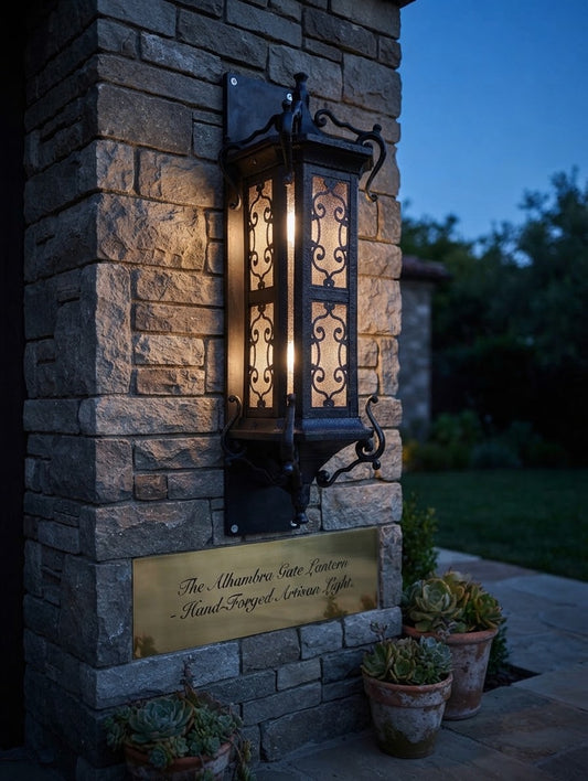 24-Inch Premium Outdoor Wall Lantern – Antique Black Decorative Exterior Light