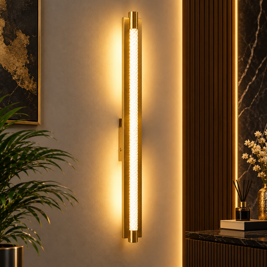 Product Title

Premium Brass LED Wall Light – Modern Golden Textured Linear Sconce