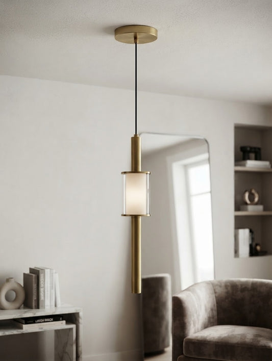 Modern Gold Cylinder LED Hanging Light