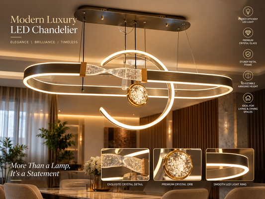 Modern Luxury LED Hanging Light – Crystal Ring Chandelier for Living & Dining
