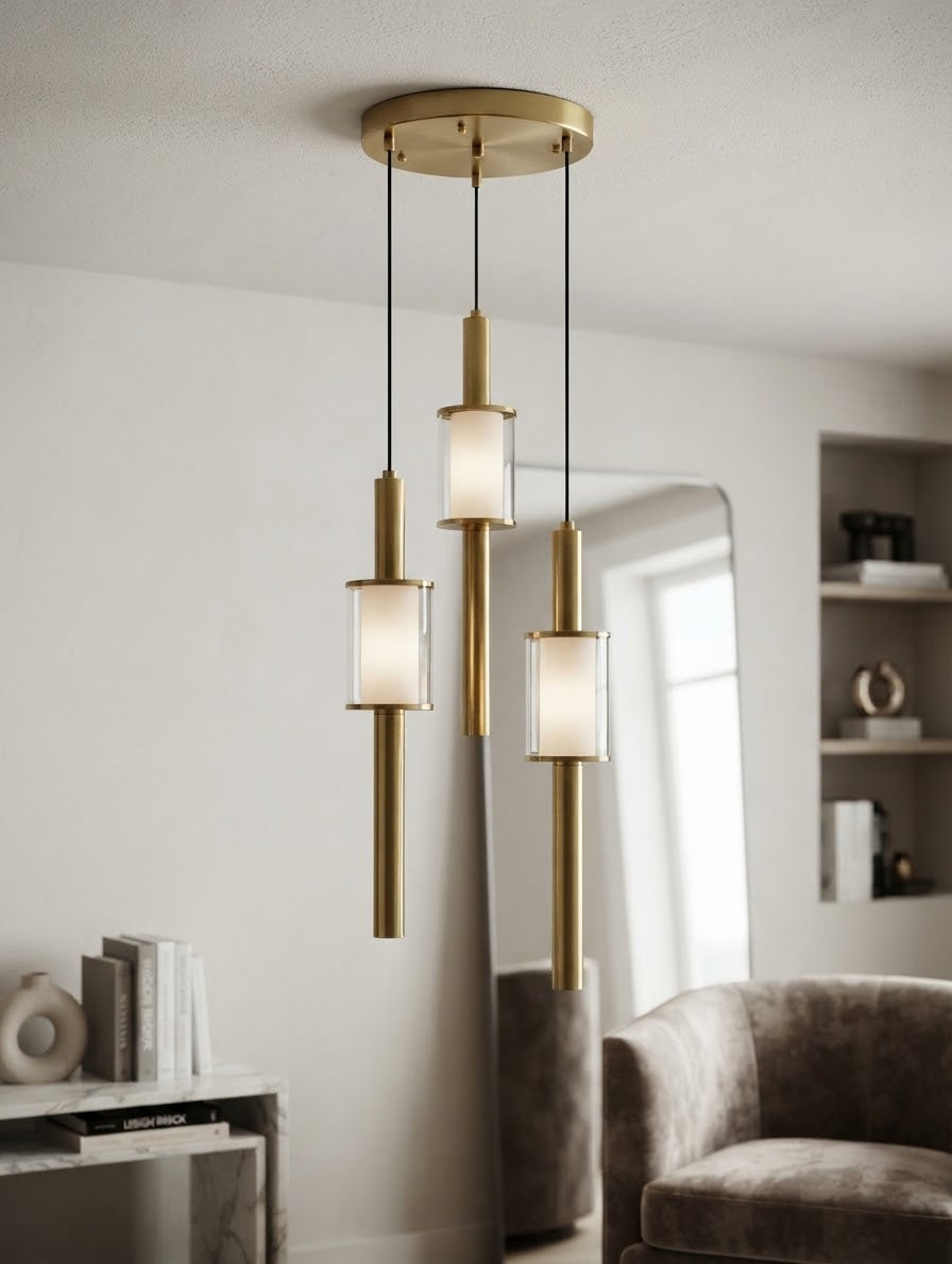 Modern Gold Cylinder LED Hanging Light