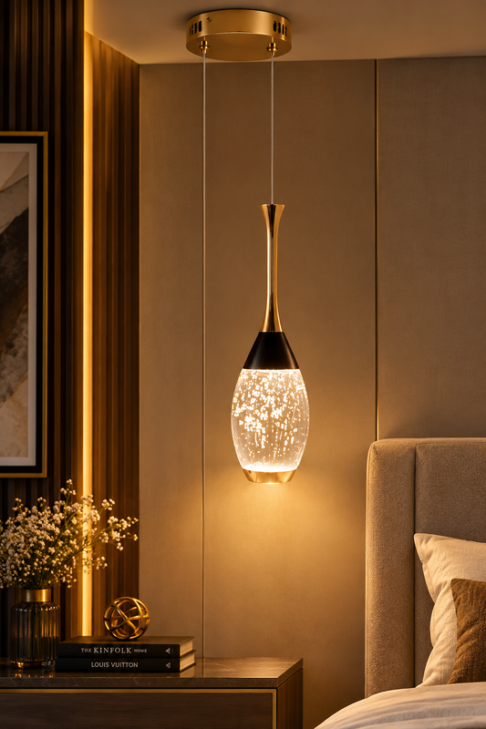Modern Crystal LED Hanging Light | Luxury Pendant Light for Bedroom & Home