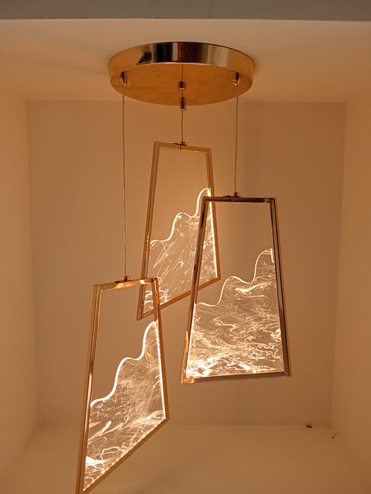 Luxury Golden Marble-Effect LED Hanging Light | Modern Decorative Pendant Light