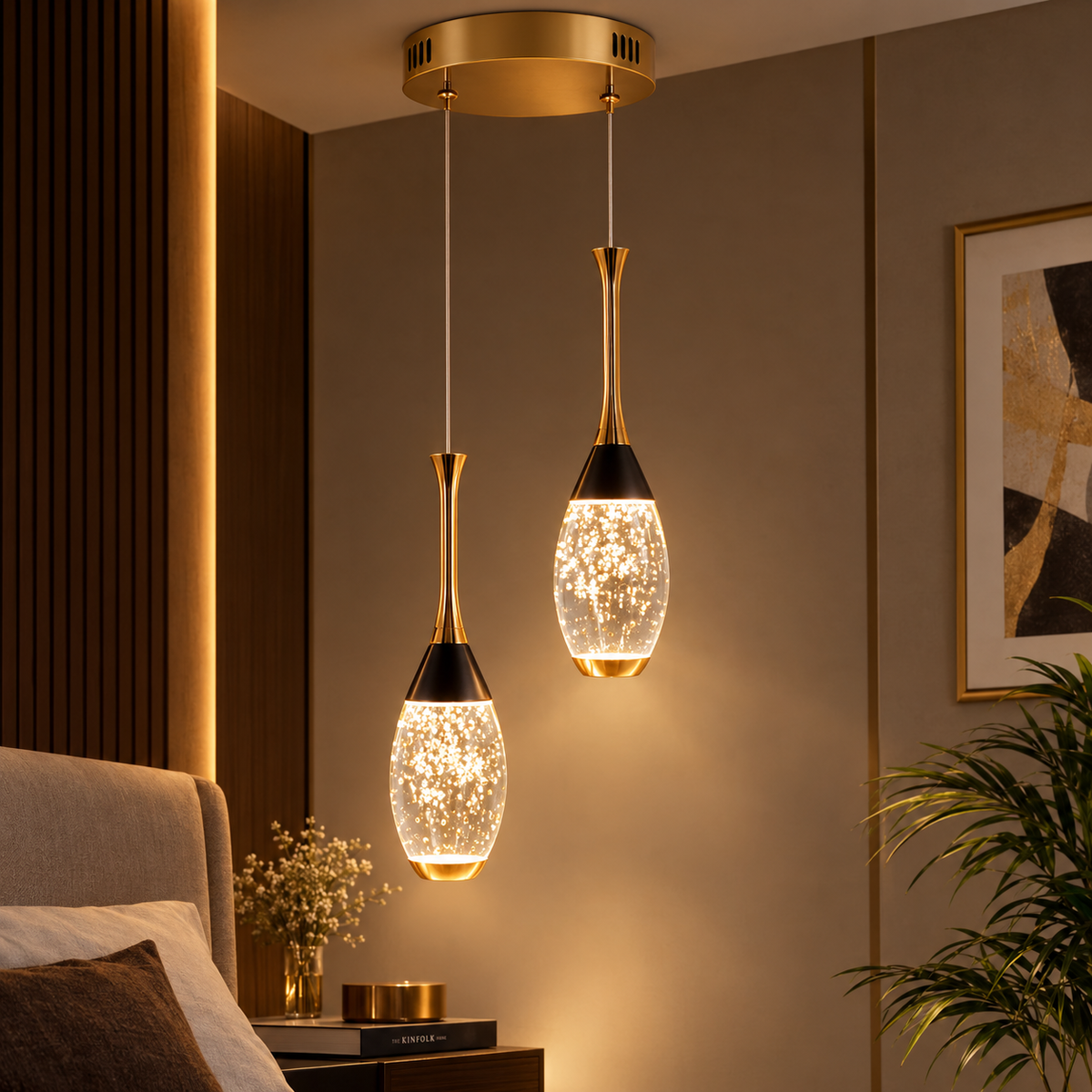 Modern Crystal LED Hanging Light | Luxury Pendant Light for Bedroom & Home