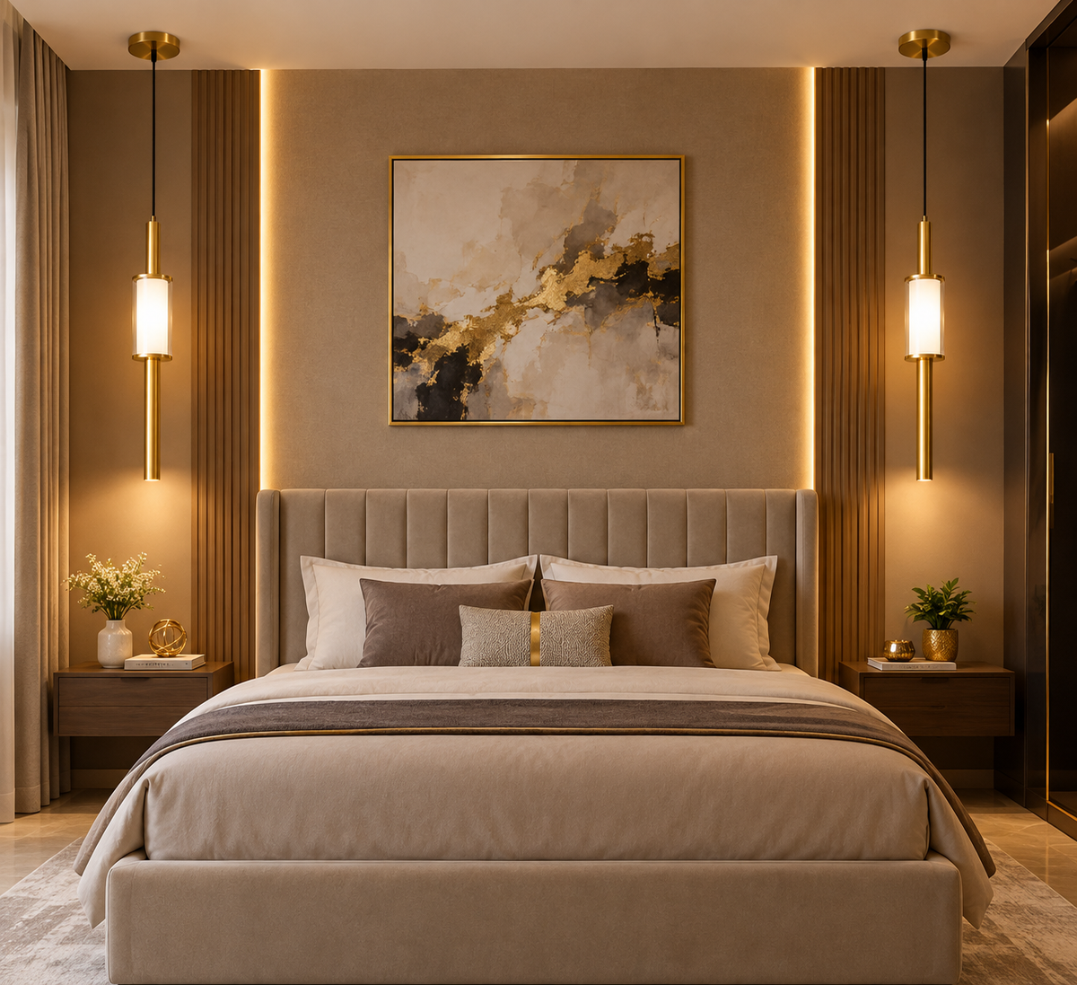 Modern Gold Cylinder LED Hanging Light