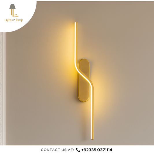 Modern wall-mounted light fixture with a warm glow on a neutral background, featuring the brand 'Lights n Lamp'.